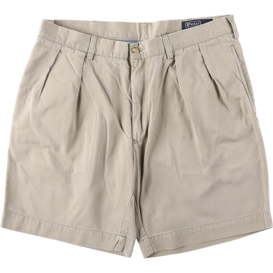 Ralph Lauren POLO by Ralph Lauren CLASSIC PLEATES 9'' Two-Pleat Chino Shorts (Men's W37 equivalent) cotton Beige type Vintage Second Hand