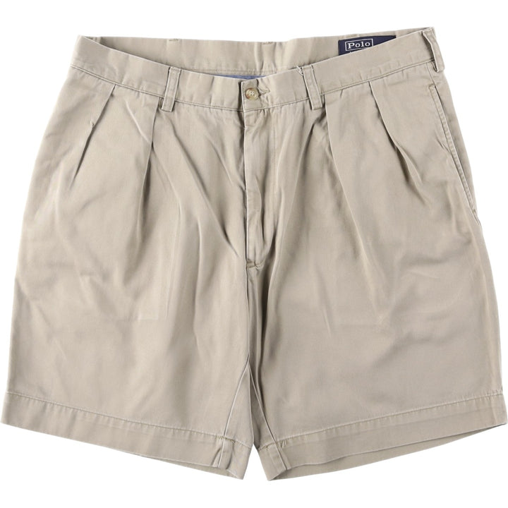 Ralph Lauren POLO by Ralph Lauren CLASSIC PLEATES 9'' Two-Pleat Chino Shorts (Men's W37 equivalent) cotton Beige type Vintage Second Hand
