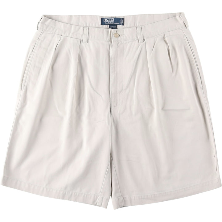 Ralph Lauren POLO by Ralph Lauren TYLER SHORT Two-pleat chino shorts, short pants, men's size W36 cotton ivory Vintage Second Hand