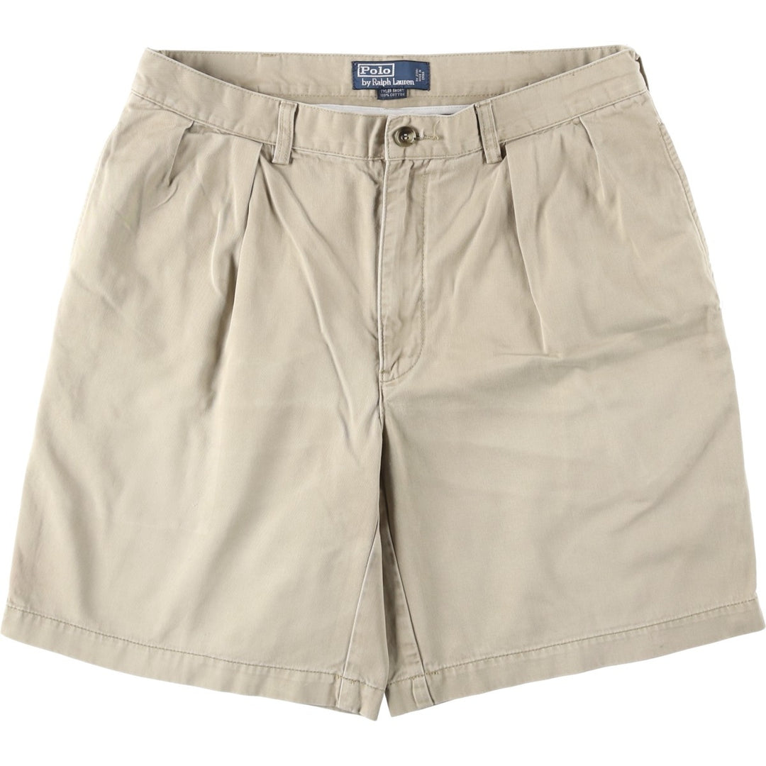 Ralph Lauren POLO by Ralph Lauren TYLER SHORT Two-pleat chino shorts, short pants, men's size W34 cotton Beige type Vintage Second Hand