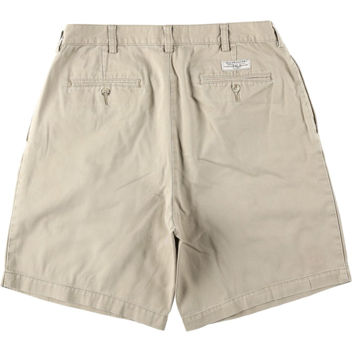 Ralph Lauren POLO by Ralph Lauren TYLER SHORT Two-pleat chino shorts, short pants, men's size W34 cotton Beige type Vintage Second Hand