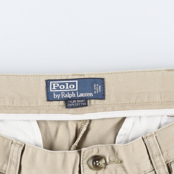 Ralph Lauren POLO by Ralph Lauren TYLER SHORT Two-pleat chino shorts, short pants, men's size W34 cotton Beige type Vintage Second Hand