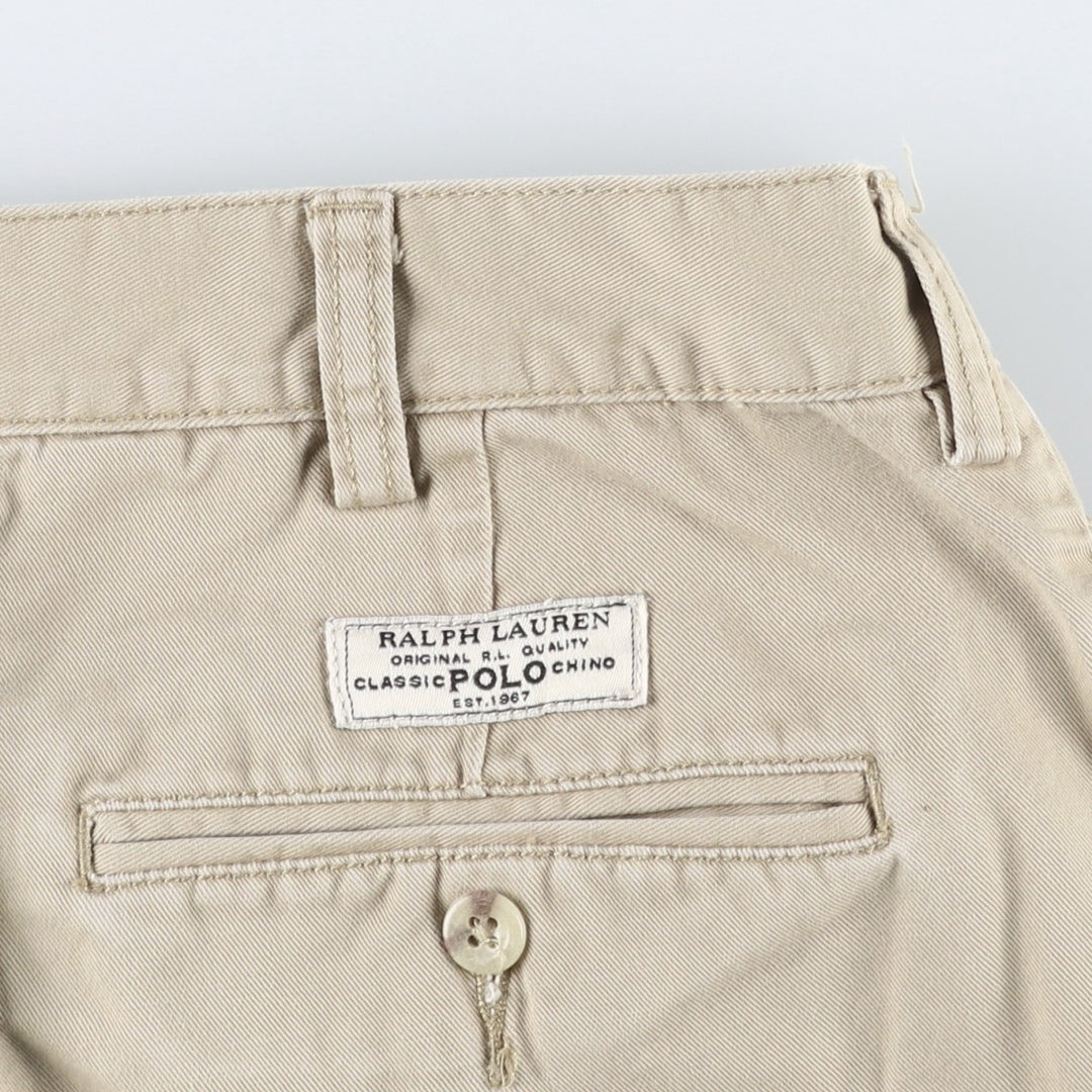 Ralph Lauren POLO by Ralph Lauren TYLER SHORT Two-pleat chino shorts, short pants, men's size W34 cotton Beige type Vintage Second Hand
