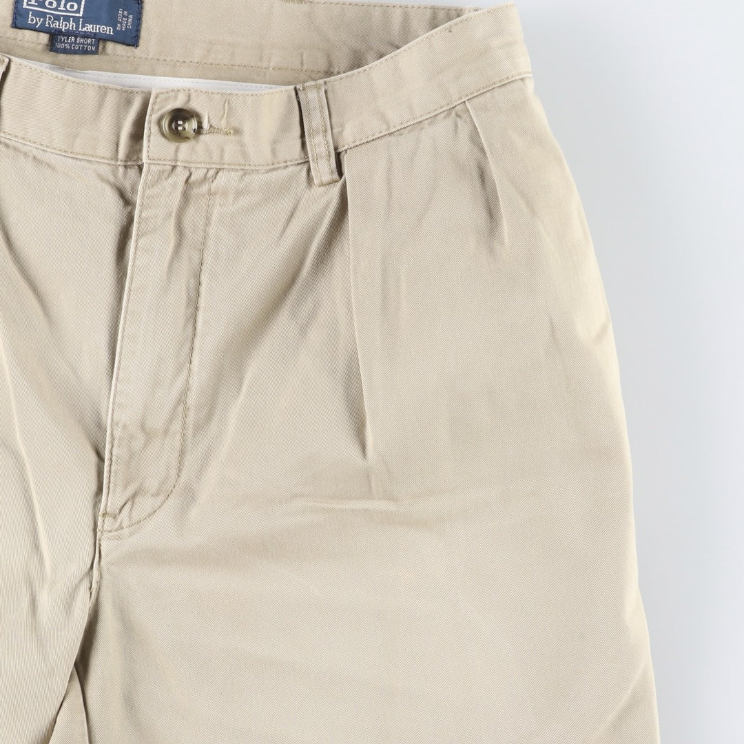 Ralph Lauren POLO by Ralph Lauren TYLER SHORT Two-pleat chino shorts, short pants, men's size W34 cotton Beige type Vintage Second Hand