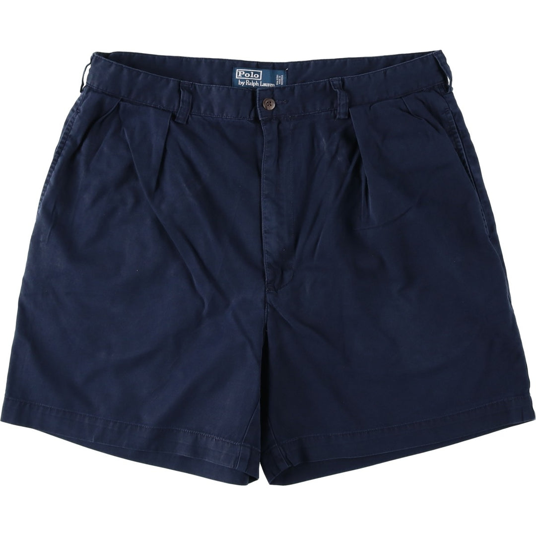 Ralph Lauren POLO by Ralph Lauren ANDREW SHORT Two-pleat chino shorts, short pants, men's size W35 cotton navy blue type Vintage Second Hand