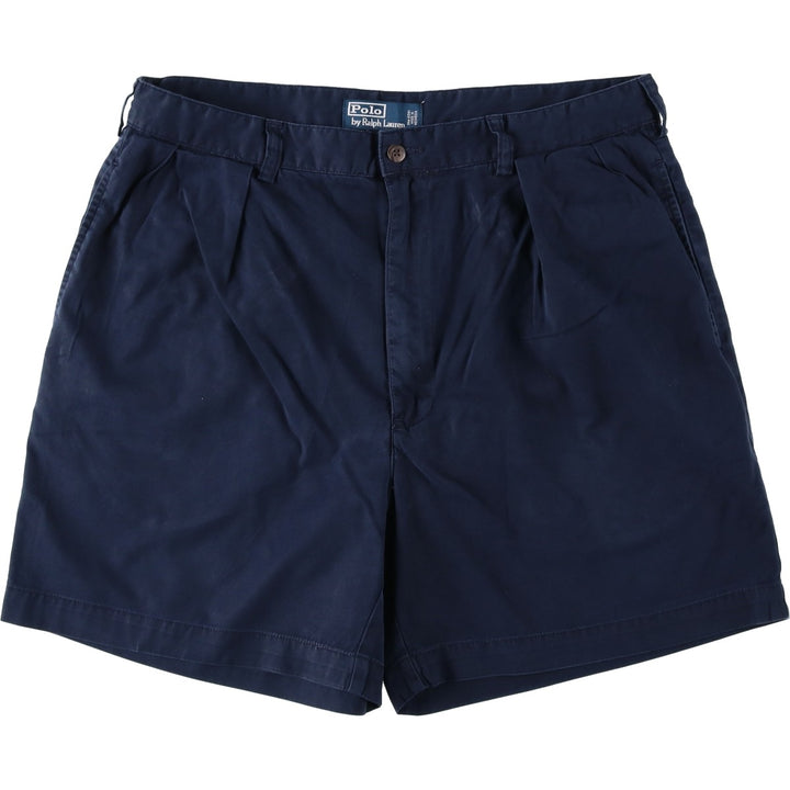 Ralph Lauren POLO by Ralph Lauren ANDREW SHORT Two-pleat chino shorts, short pants, men's size W35 cotton navy blue type Vintage Second Hand