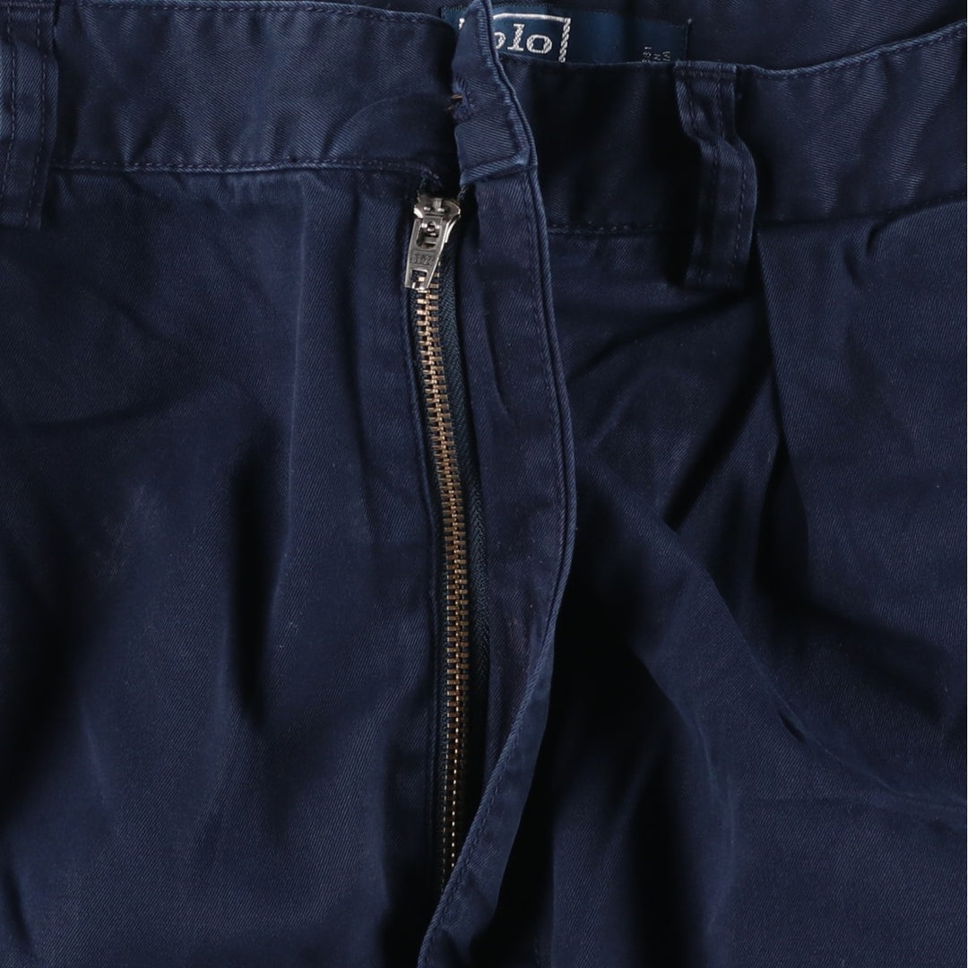 Ralph Lauren POLO by Ralph Lauren ANDREW SHORT Two-pleat chino shorts, short pants, men's size W35 cotton navy blue type Vintage Second Hand
