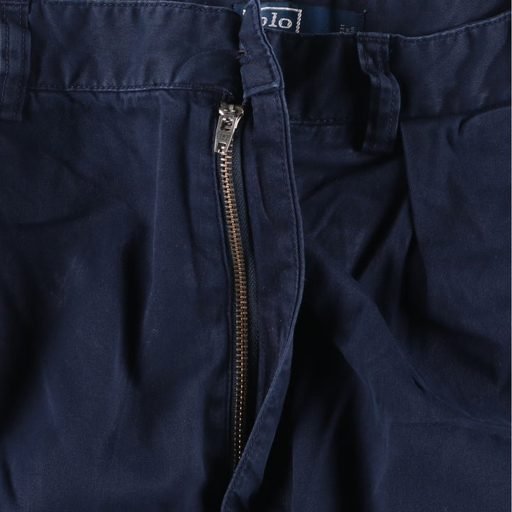 Ralph Lauren POLO by Ralph Lauren ANDREW SHORT Two-pleat chino shorts, short pants, men's size W35 cotton navy blue type Vintage Second Hand