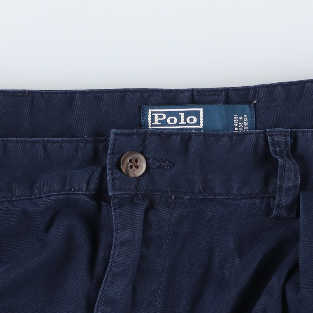 Ralph Lauren POLO by Ralph Lauren ANDREW SHORT Two-pleat chino shorts, short pants, men's size W35 cotton navy blue type Vintage Second Hand