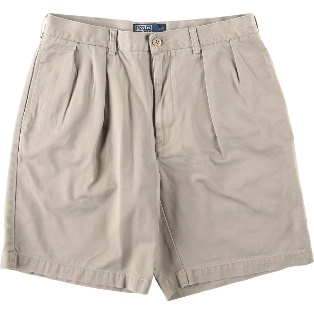 Ralph Lauren POLO by Ralph Lauren TYLER SHORT Two-pleat chino shorts, short pants, men's w35 equivalent cotton beige type brown Vintage Second Hand