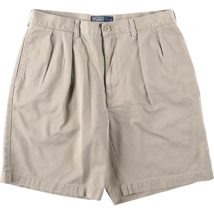Ralph Lauren POLO by Ralph Lauren TYLER SHORT Two-pleat chino shorts, short pants, men's w35 equivalent cotton beige type brown Vintage Second Hand