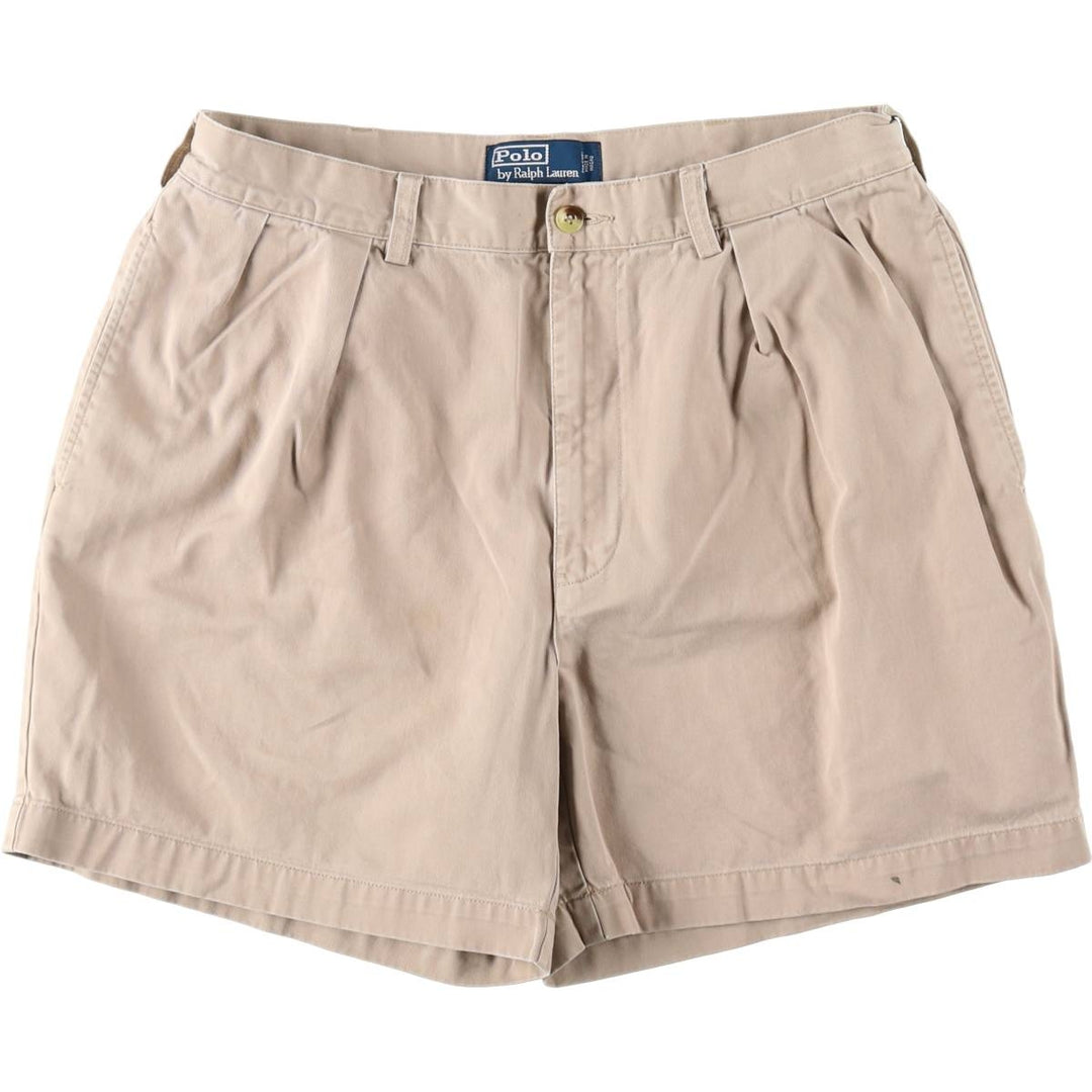 Ralph Lauren POLO by Ralph Lauren ANDREW SHORT Two-pleat chino shorts, short pants, men's size W34 cotton Beige type Vintage Second Hand