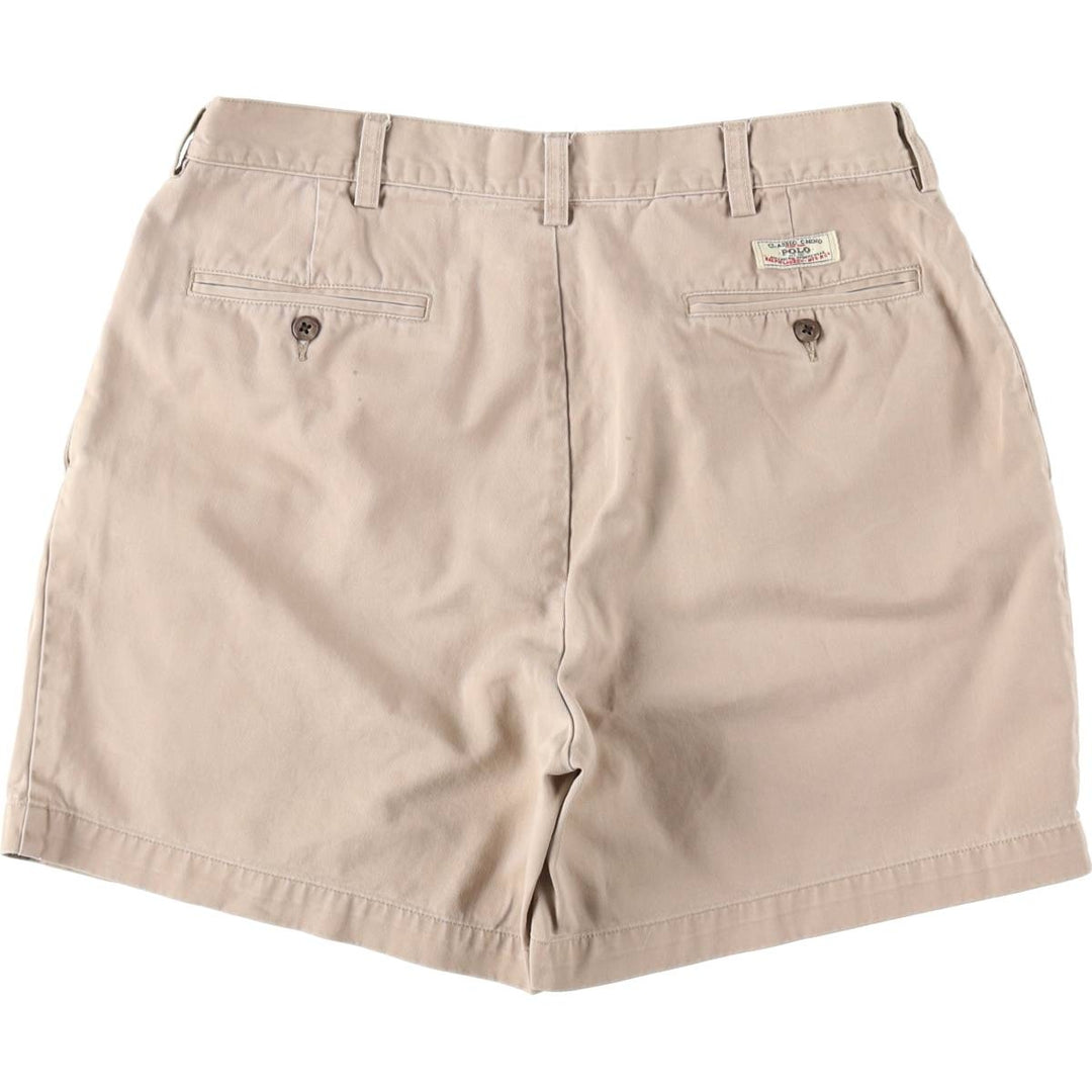 Ralph Lauren POLO by Ralph Lauren ANDREW SHORT Two-pleat chino shorts, short pants, men's size W34 cotton Beige type Vintage Second Hand