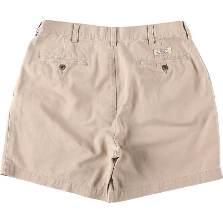 Ralph Lauren POLO by Ralph Lauren ANDREW SHORT Two-pleat chino shorts, short pants, men's size W34 cotton Beige type Vintage Second Hand