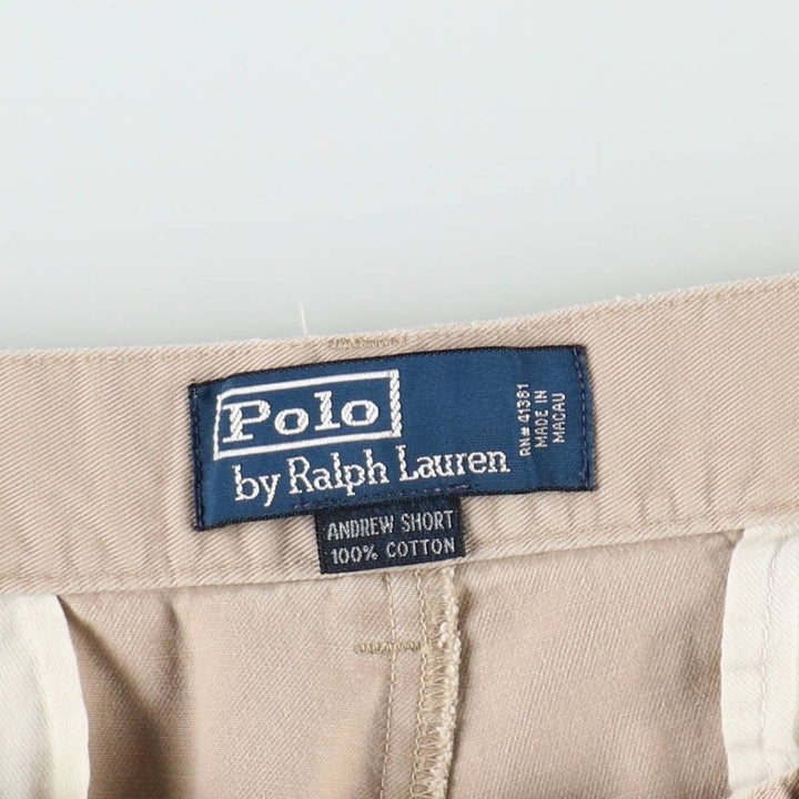 Ralph Lauren POLO by Ralph Lauren ANDREW SHORT Two-pleat chino shorts, short pants, men's size W34 cotton Beige type Vintage Second Hand