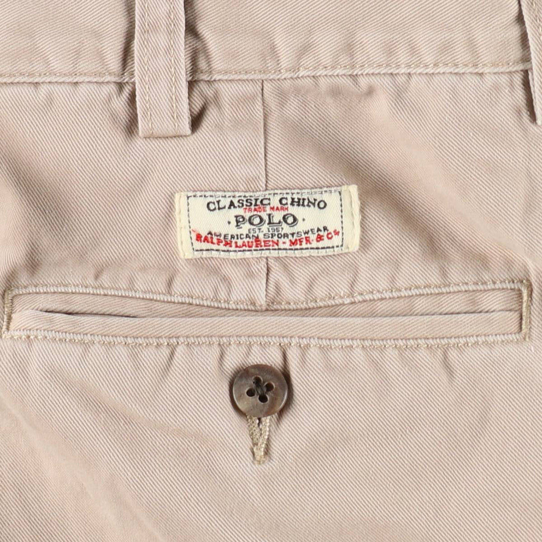 Ralph Lauren POLO by Ralph Lauren ANDREW SHORT Two-pleat chino shorts, short pants, men's size W34 cotton Beige type Vintage Second Hand