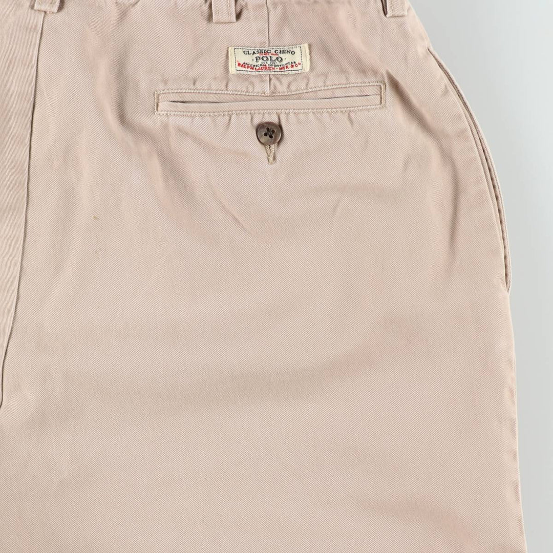 Ralph Lauren POLO by Ralph Lauren ANDREW SHORT Two-pleat chino shorts, short pants, men's size W34 cotton Beige type Vintage Second Hand