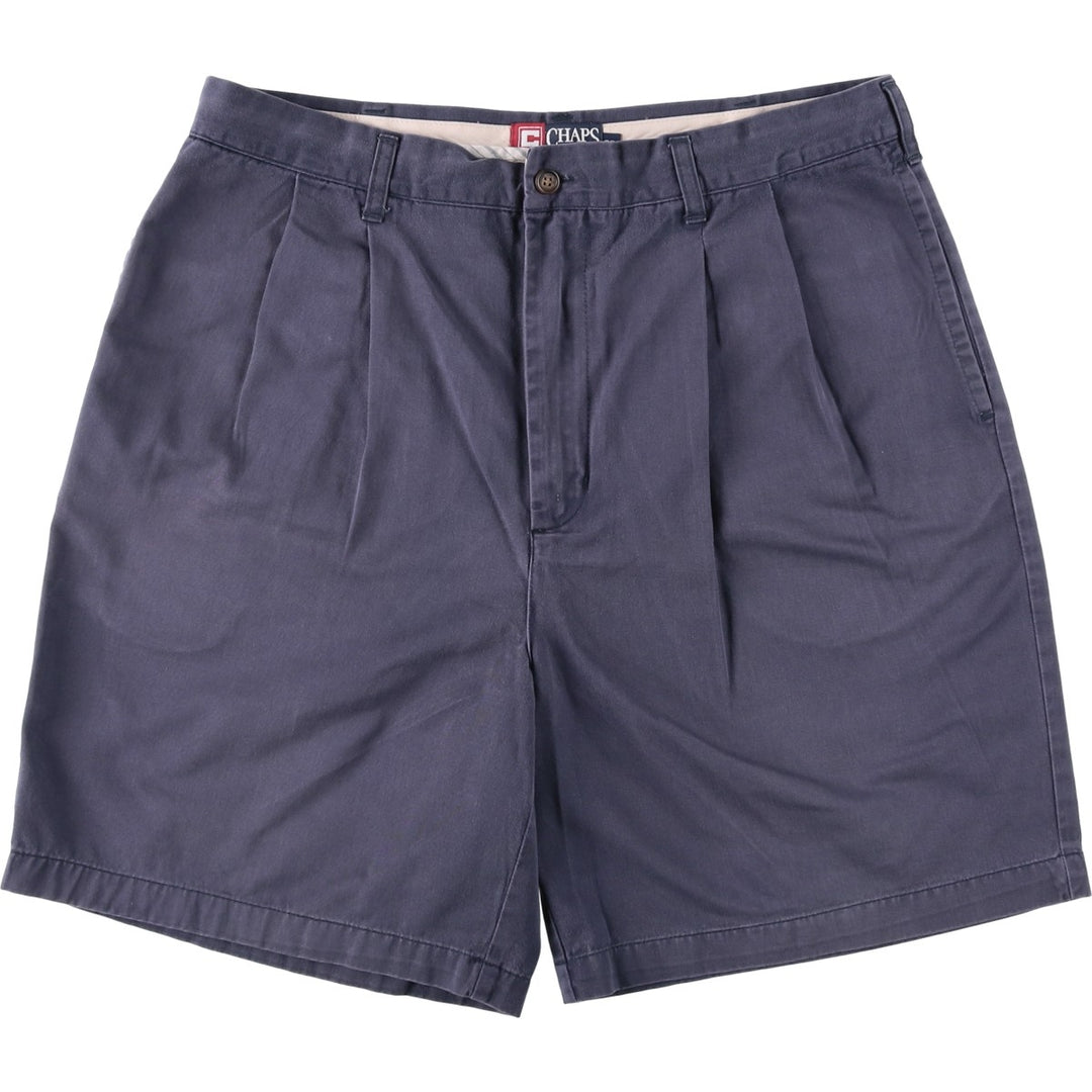 Ralph Lauren CHAPS Two-Pleat Chino Shorts, Men's Size W36 (approx.) cotton navy blue type Vintage Second Hand