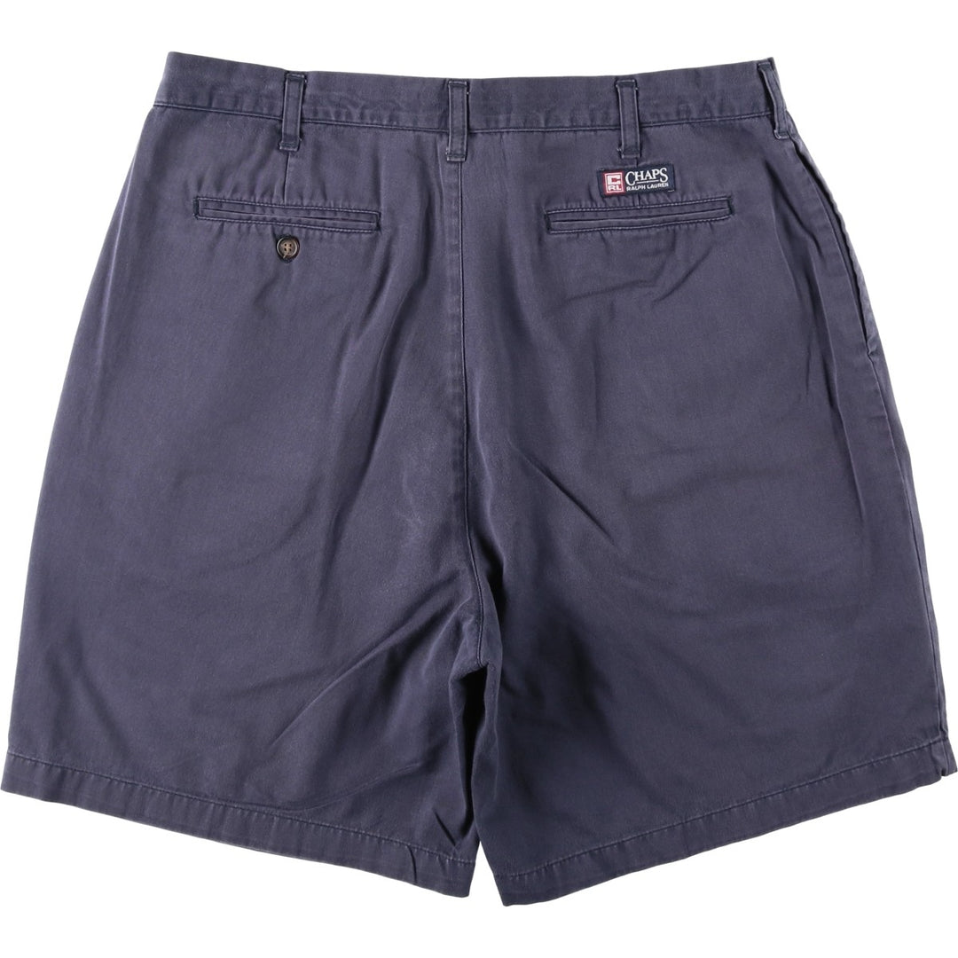 Ralph Lauren CHAPS Two-Pleat Chino Shorts, Men's Size W36 (approx.) cotton navy blue type Vintage Second Hand