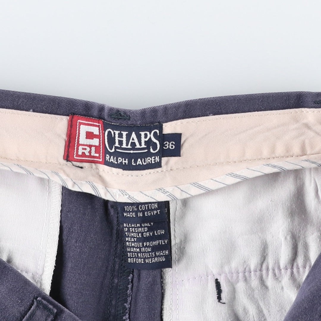 Ralph Lauren CHAPS Two-Pleat Chino Shorts, Men's Size W36 (approx.) cotton navy blue type Vintage Second Hand