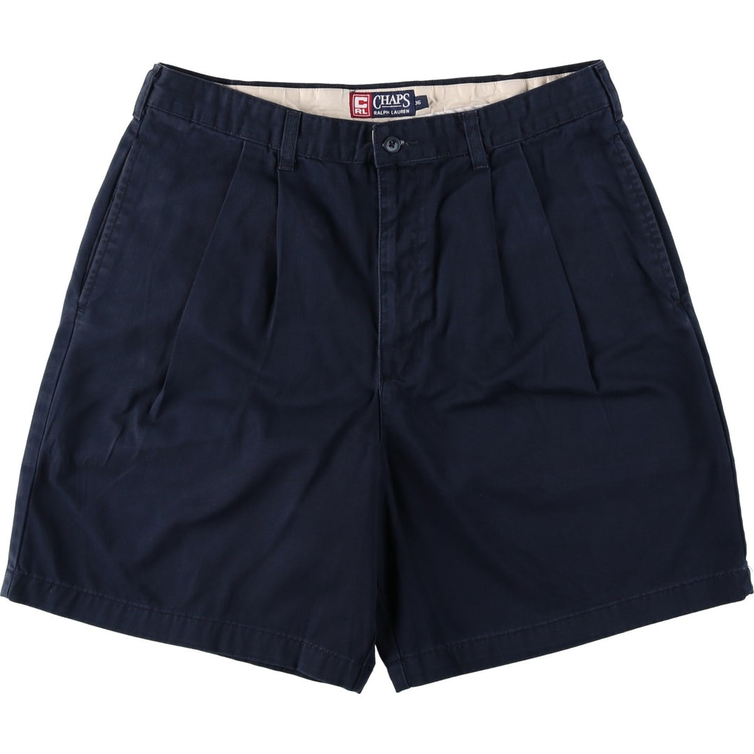 Ralph Lauren CHAPS Two-Pleat Chino Shorts, Men's Size W35 (approx.) cotton navy blue type Vintage Second Hand