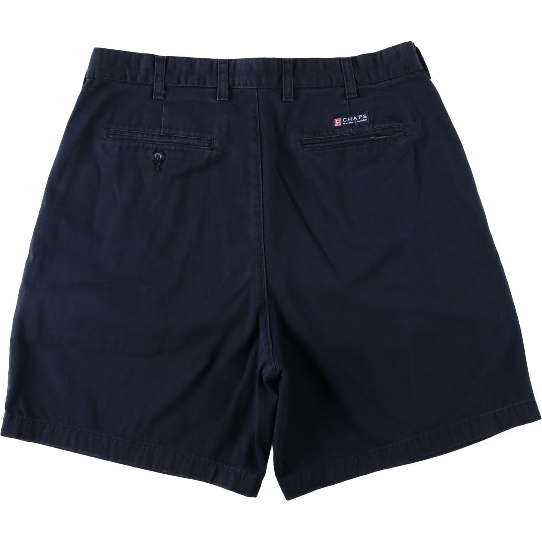 Ralph Lauren CHAPS Two-Pleat Chino Shorts, Men's Size W35 (approx.) cotton navy blue type Vintage Second Hand