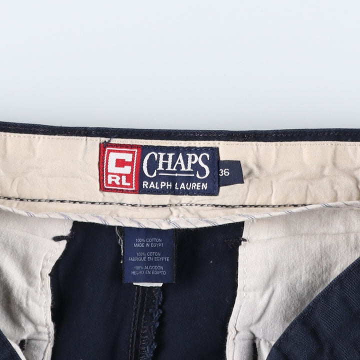 Ralph Lauren CHAPS Two-Pleat Chino Shorts, Men's Size W35 (approx.) cotton navy blue type Vintage Second Hand