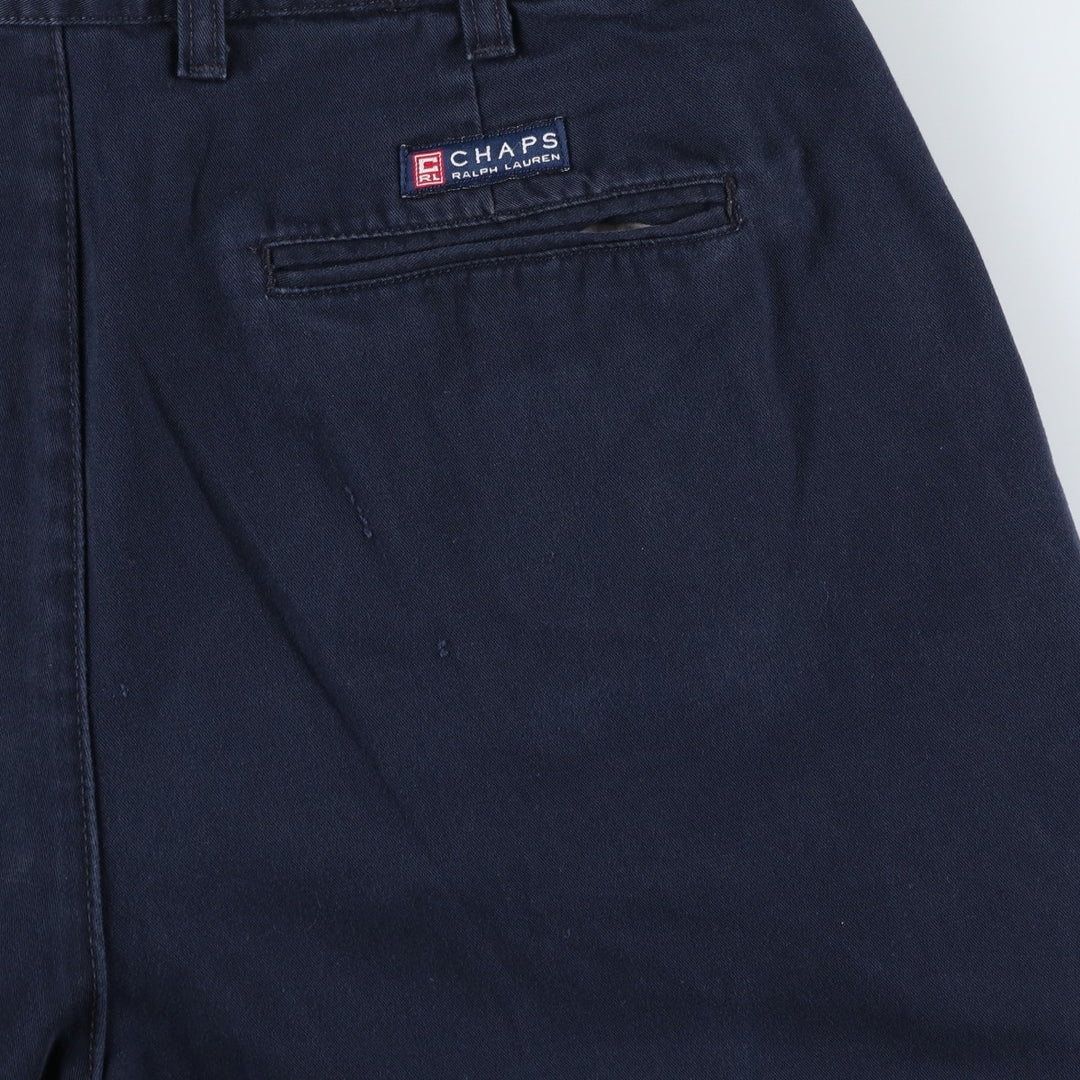 Ralph Lauren CHAPS Two-Pleat Chino Shorts, Men's Size W35 (approx.) cotton navy blue type Vintage Second Hand