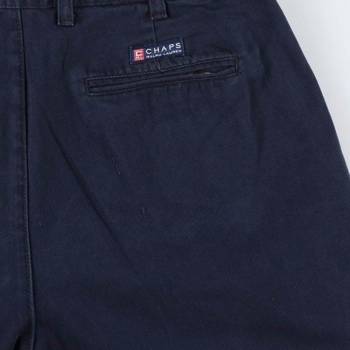 Ralph Lauren CHAPS Two-Pleat Chino Shorts, Men's Size W35 (approx.) cotton navy blue type Vintage Second Hand