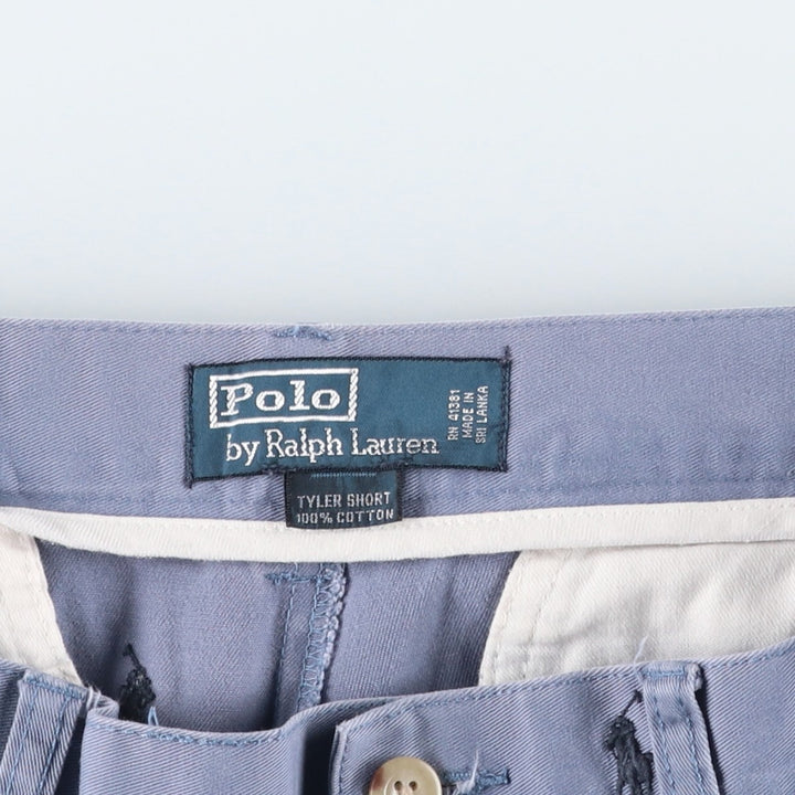 Ralph Lauren POLO by Ralph Lauren TYLER SHORT All-over print two-pleat chino shorts, men's size W34 (approx.) cotton Navy blue Vintage Second Hand