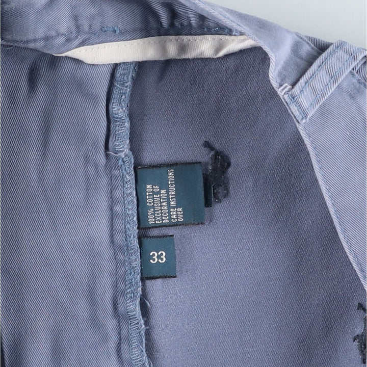 Ralph Lauren POLO by Ralph Lauren TYLER SHORT All-over print two-pleat chino shorts, men's size W34 (approx.) cotton Navy blue Vintage Second Hand