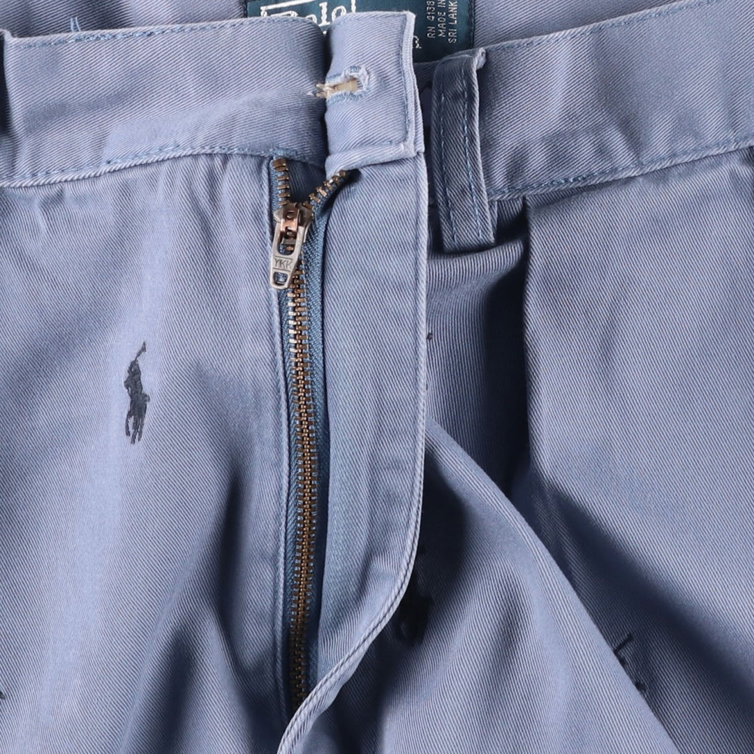 Ralph Lauren POLO by Ralph Lauren TYLER SHORT All-over print two-pleat chino shorts, men's size W34 (approx.) cotton Navy blue Vintage Second Hand