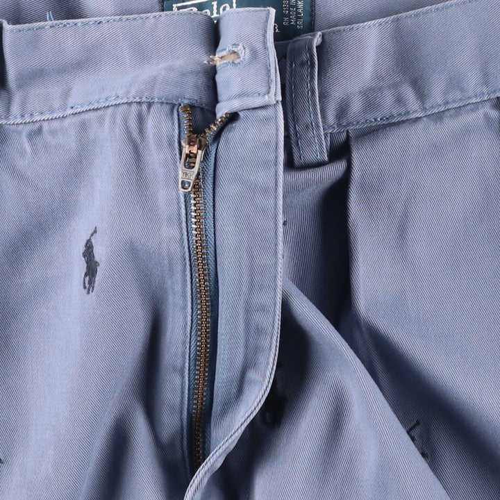 Ralph Lauren POLO by Ralph Lauren TYLER SHORT All-over print two-pleat chino shorts, men's size W34 (approx.) cotton Navy blue Vintage Second Hand