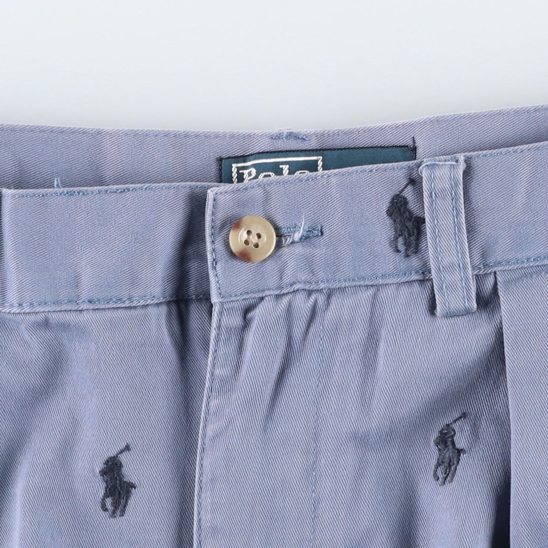 Ralph Lauren POLO by Ralph Lauren TYLER SHORT All-over print two-pleat chino shorts, men's size W34 (approx.) cotton Navy blue Vintage Second Hand