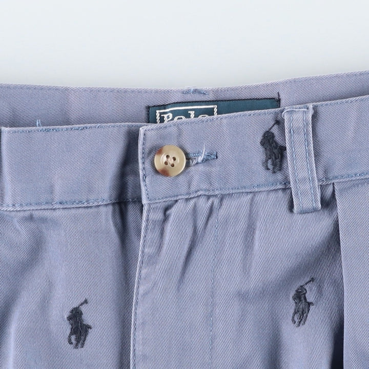 Ralph Lauren POLO by Ralph Lauren TYLER SHORT All-over print two-pleat chino shorts, men's size W34 (approx.) cotton Navy blue Vintage Second Hand