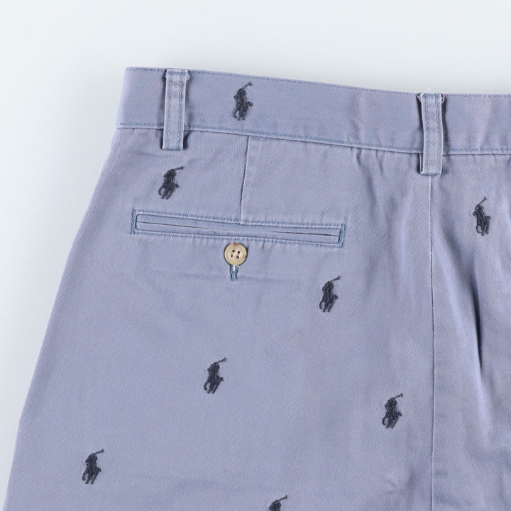 Ralph Lauren POLO by Ralph Lauren TYLER SHORT All-over print two-pleat chino shorts, men's size W34 (approx.) cotton Navy blue Vintage Second Hand