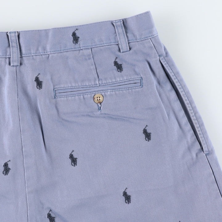 Ralph Lauren POLO by Ralph Lauren TYLER SHORT All-over print two-pleat chino shorts, men's size W34 (approx.) cotton Navy blue Vintage Second Hand