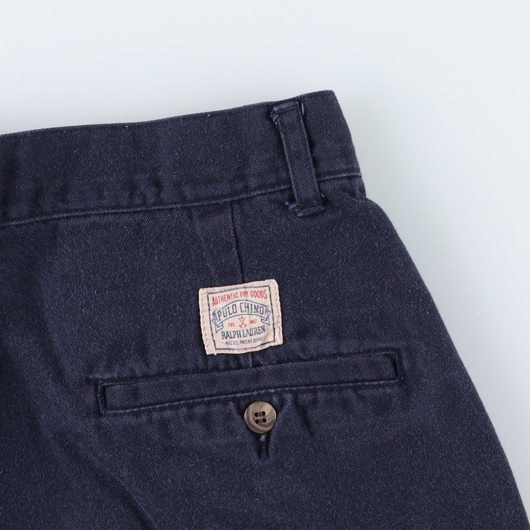 Ralph Lauren POLO by Ralph Lauren Two-pleat Chino Shorts Shorts Men's W29 cotton navy blue type Vintage Second Hand