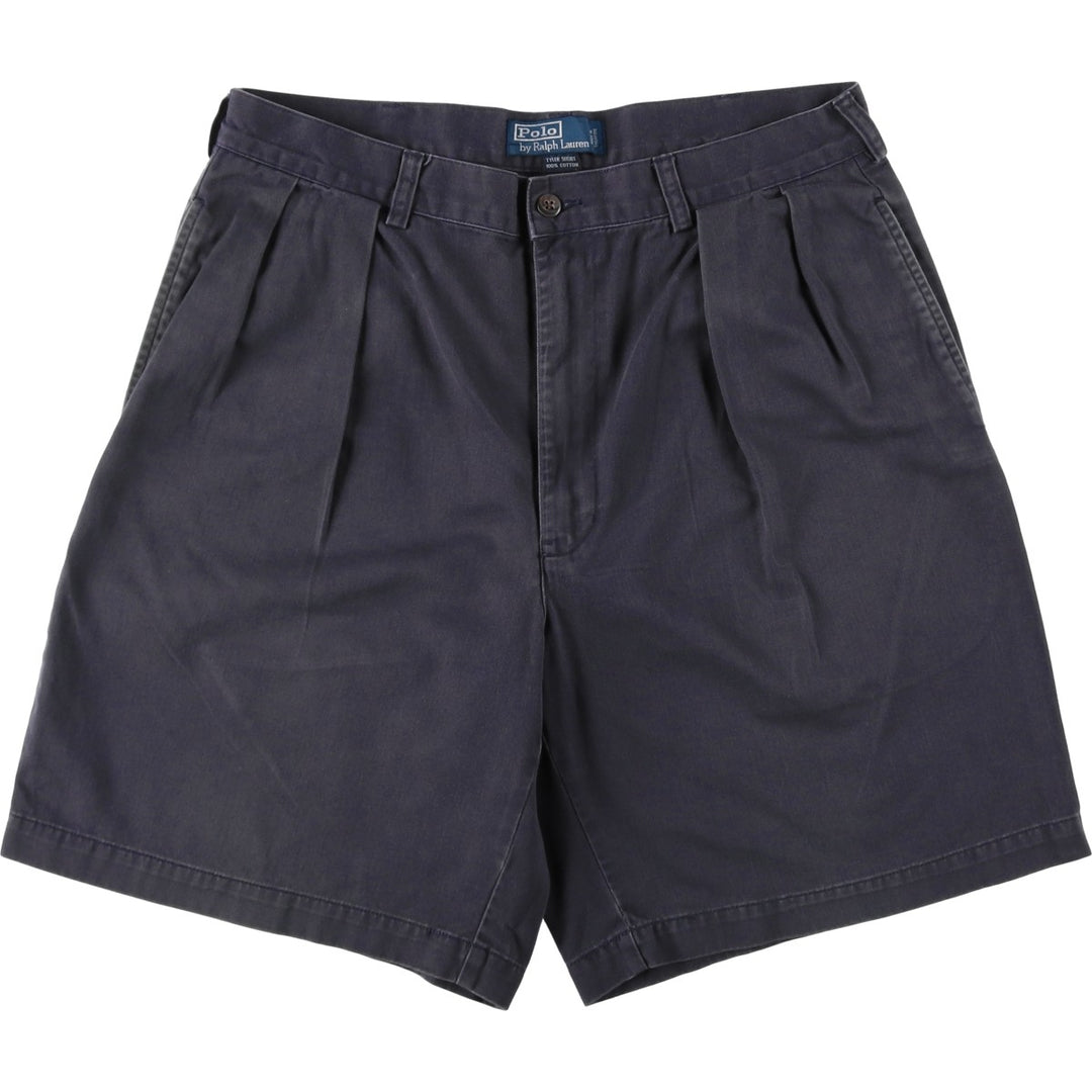 Ralph Lauren POLO by Ralph Lauren TYLER SHORT Two-pleat chino shorts, short pants, men's size W34 cotton navy blue type Vintage Second Hand