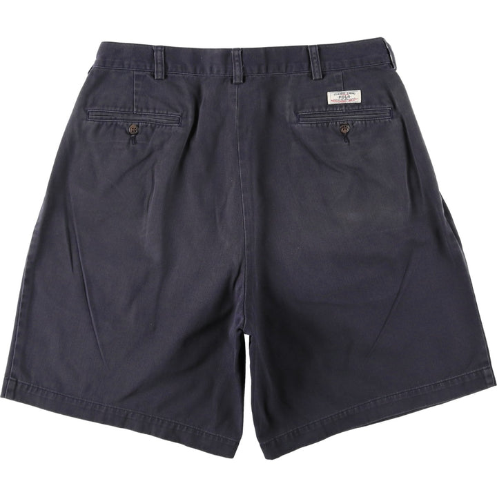 Ralph Lauren POLO by Ralph Lauren TYLER SHORT Two-pleat chino shorts, short pants, men's size W34 cotton navy blue type Vintage Second Hand