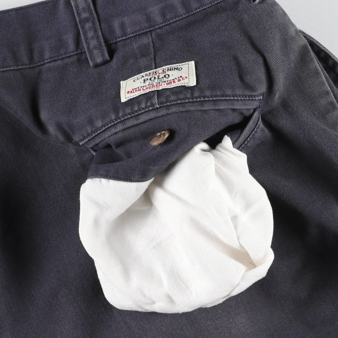 Ralph Lauren POLO by Ralph Lauren TYLER SHORT Two-pleat chino shorts, short pants, men's size W34 cotton navy blue type Vintage Second Hand