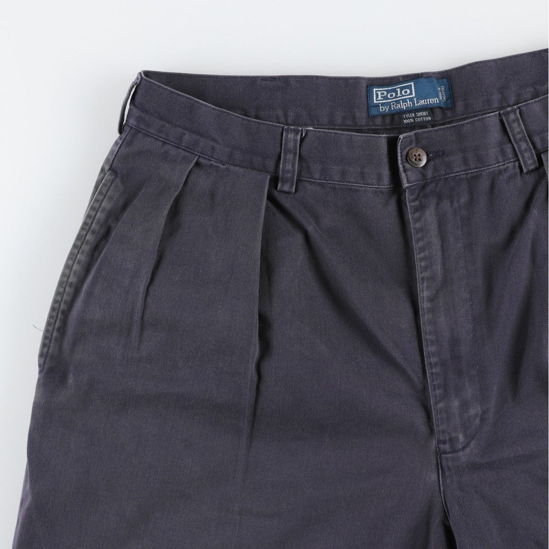 Ralph Lauren POLO by Ralph Lauren TYLER SHORT Two-pleat chino shorts, short pants, men's size W34 cotton navy blue type Vintage Second Hand