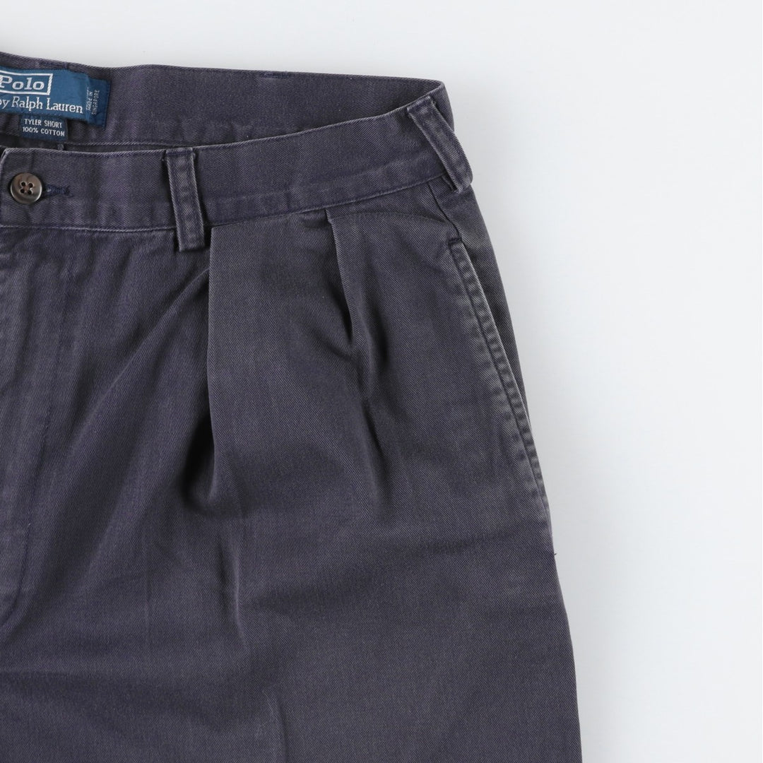 Ralph Lauren POLO by Ralph Lauren TYLER SHORT Two-pleat chino shorts, short pants, men's size W34 cotton navy blue type Vintage Second Hand
