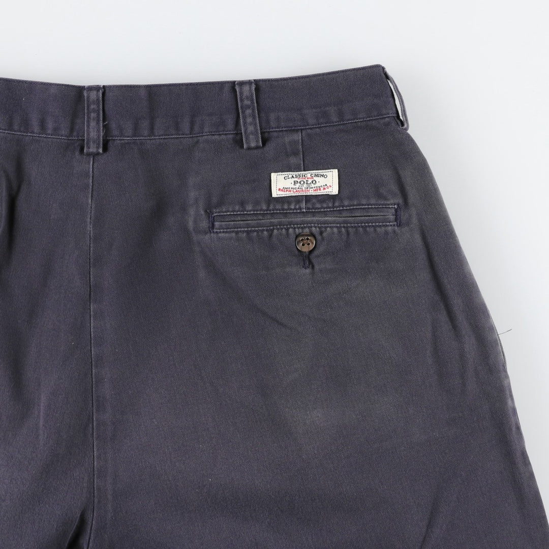 Ralph Lauren POLO by Ralph Lauren TYLER SHORT Two-pleat chino shorts, short pants, men's size W34 cotton navy blue type Vintage Second Hand