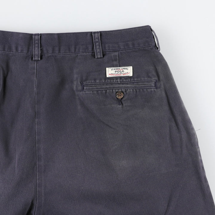 Ralph Lauren POLO by Ralph Lauren TYLER SHORT Two-pleat chino shorts, short pants, men's size W34 cotton navy blue type Vintage Second Hand