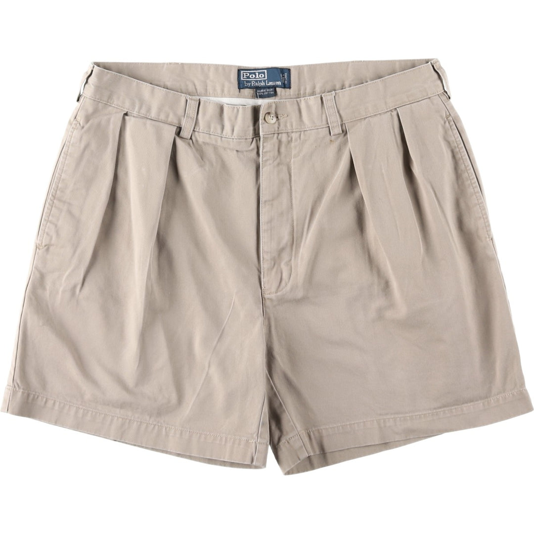 Ralph Lauren Polo by Ralph Lauren ANDREW SHORT Two-Pleat Chino Shorts, Men's Size W35 (approx.) cotton Beige type Vintage Second Hand