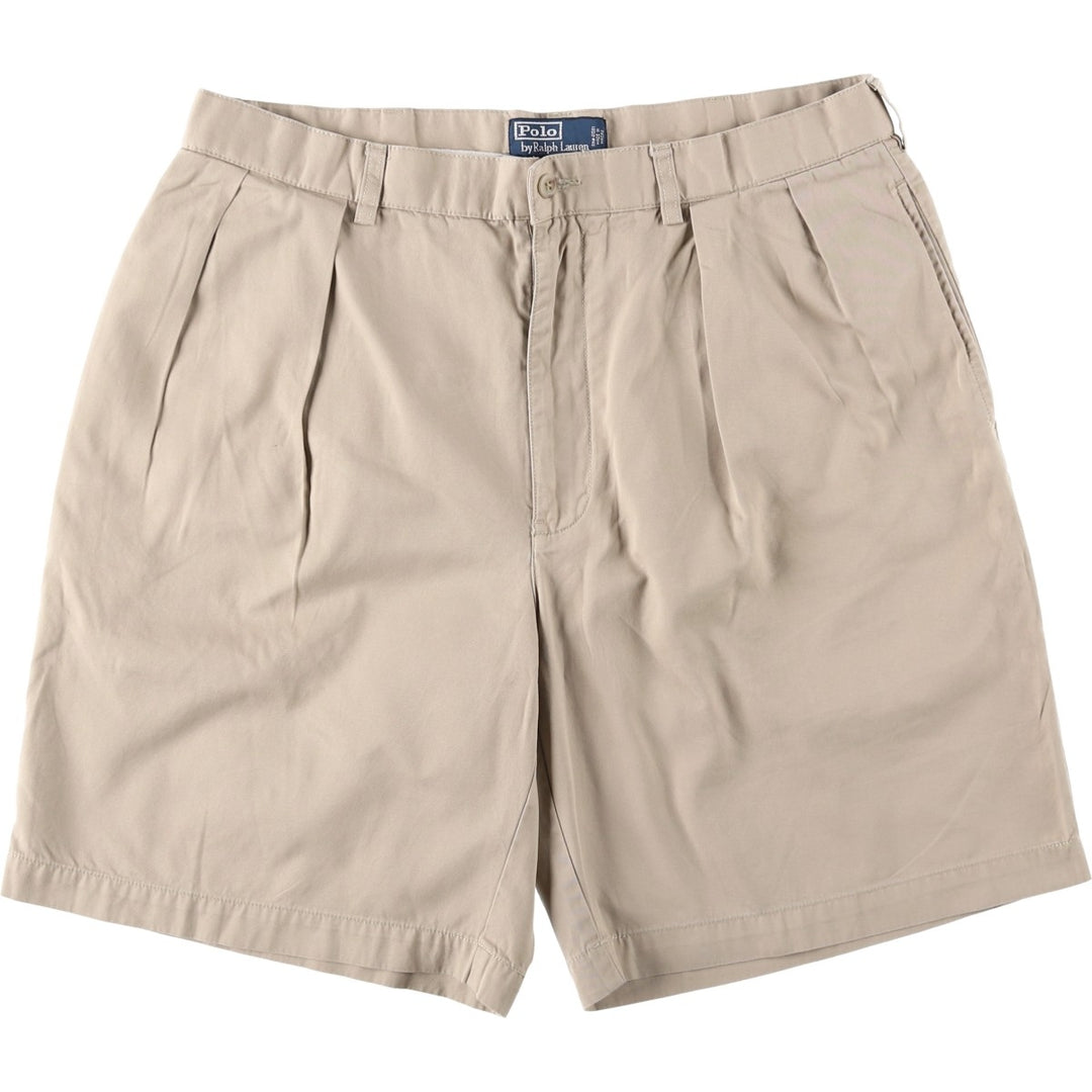 Ralph Lauren POLO by Ralph Lauren TYLER SHORT Two-pleat chino shorts, short pants, men's size W36 cotton Beige type Vintage Second Hand