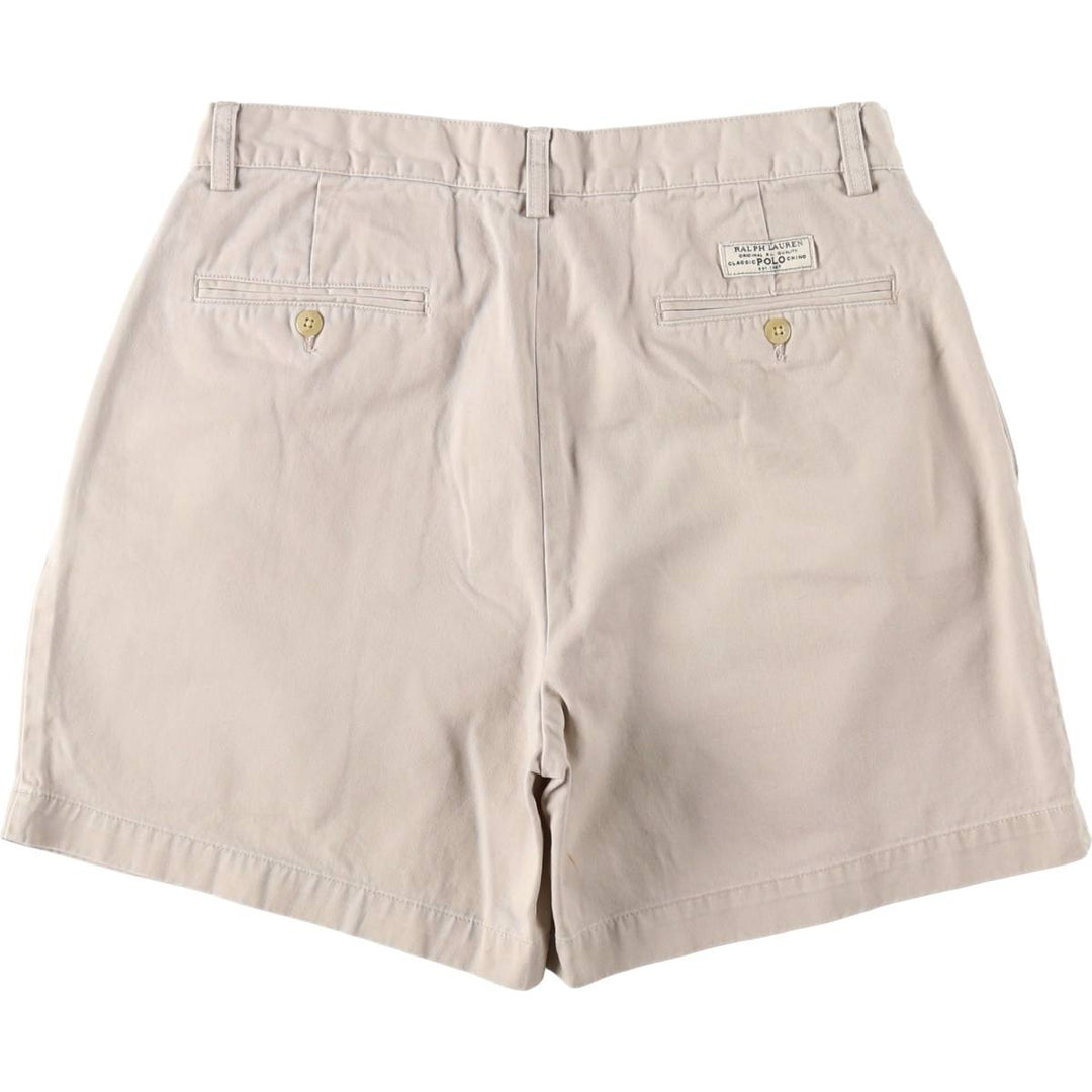 Ralph Lauren POLO by Ralph Lauren ANDREW SHORT Two-pleat chino shorts, short pants, men's size W32 cotton ivory Vintage Second Hand