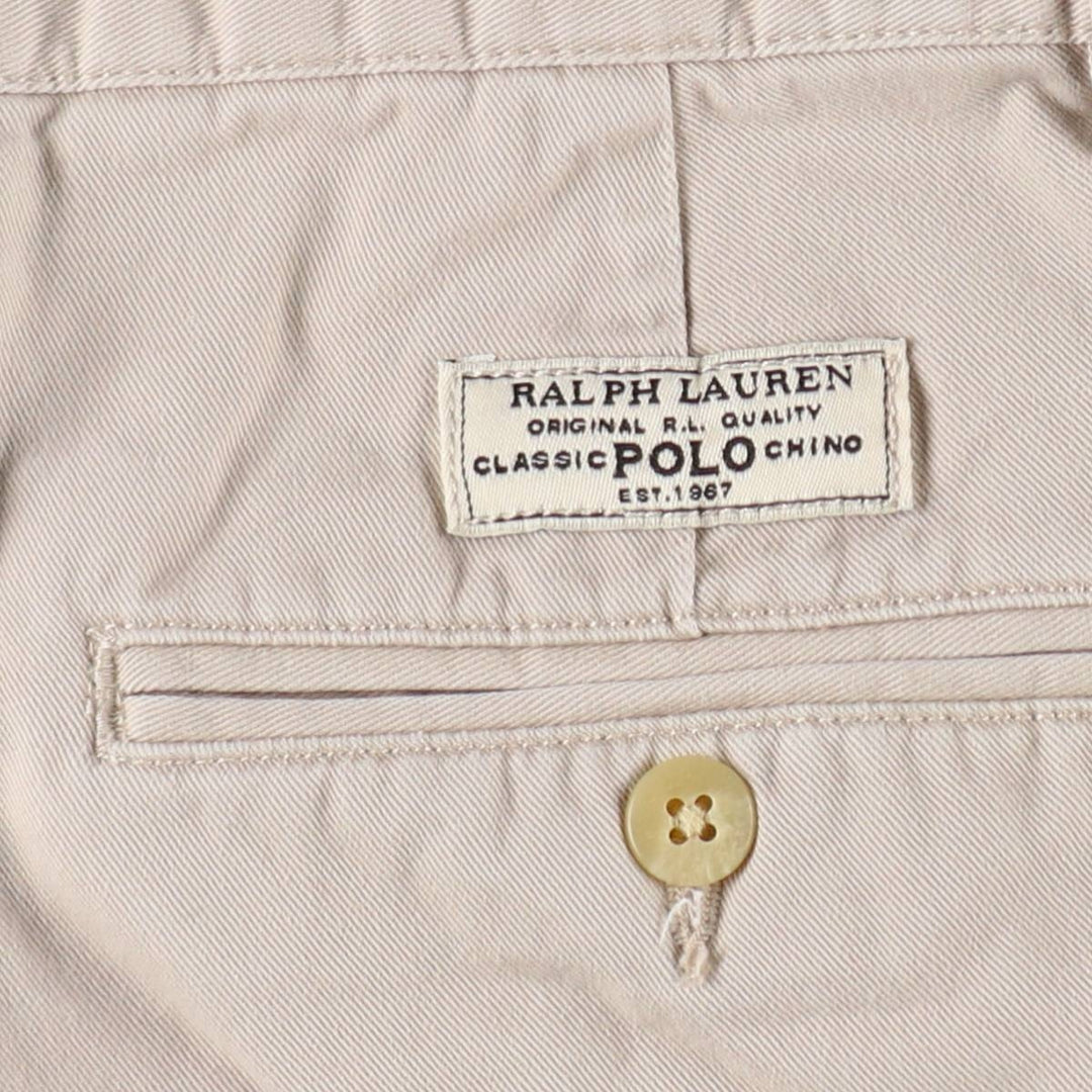 Ralph Lauren POLO by Ralph Lauren ANDREW SHORT Two-pleat chino shorts, short pants, men's size W32 cotton ivory Vintage Second Hand