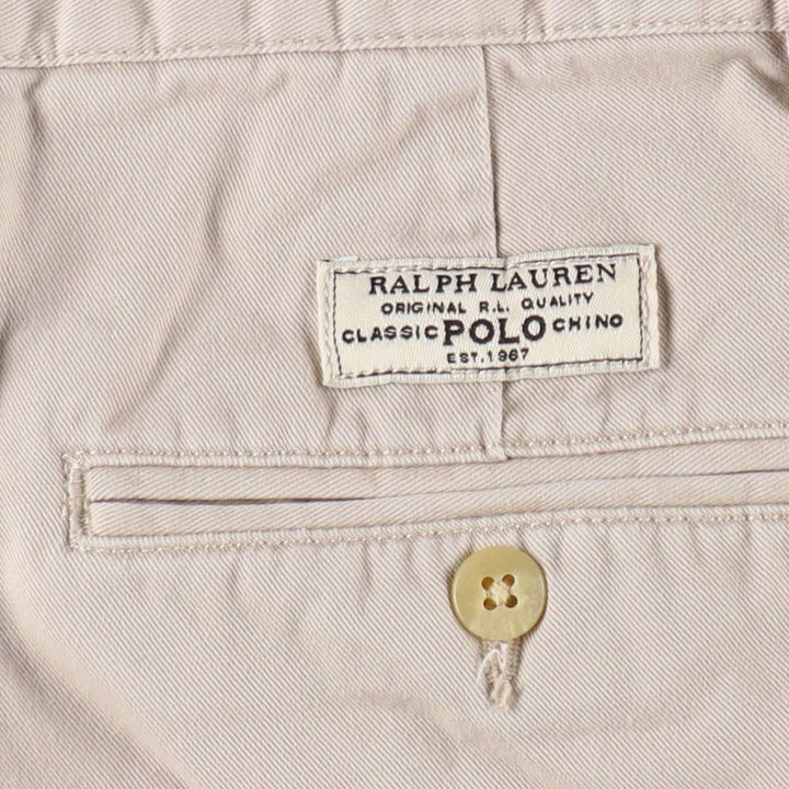 Ralph Lauren POLO by Ralph Lauren ANDREW SHORT Two-pleat chino shorts, short pants, men's size W32 cotton ivory Vintage Second Hand